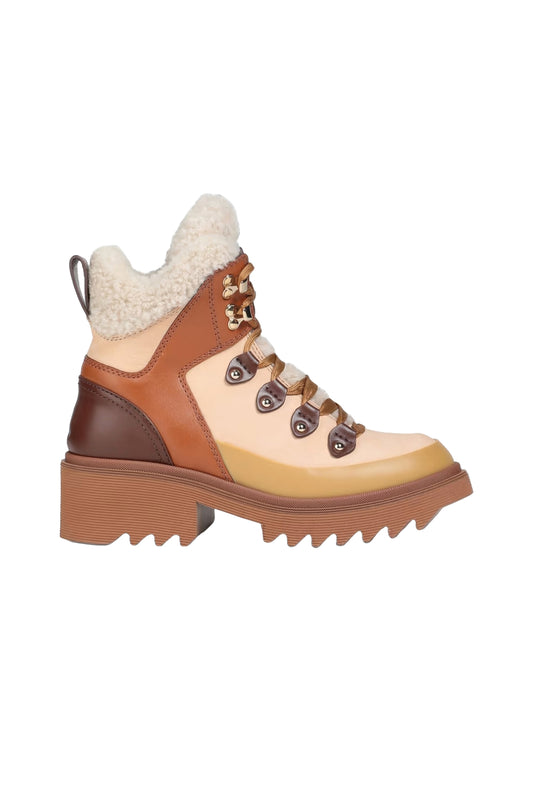 Elya Shearling-trimmed Suede And Leather Ankle Boots