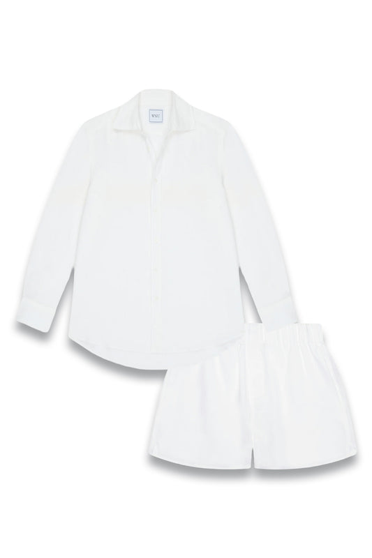 White Linen Boyfriend Shirt & Boxers