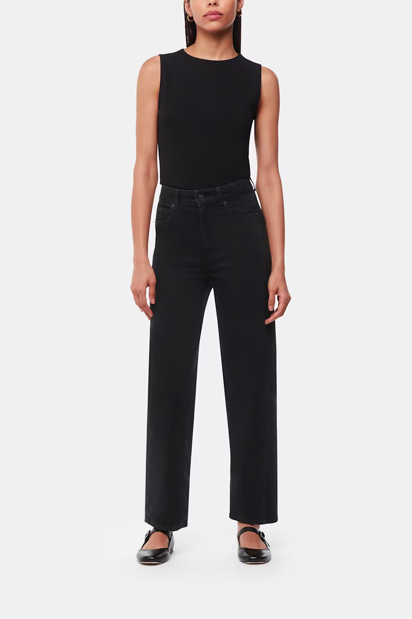 Black Stretch Barrel Leg Jean