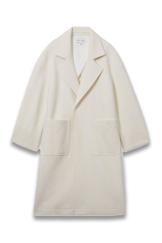 Les 100 Ciels Boiled-Wool Bouclé Coat in Cream