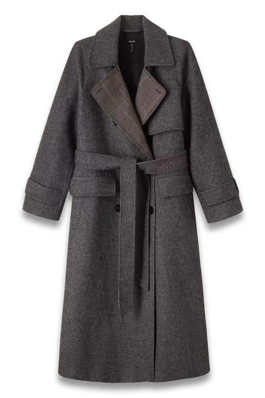 Check Wool Trench Coat