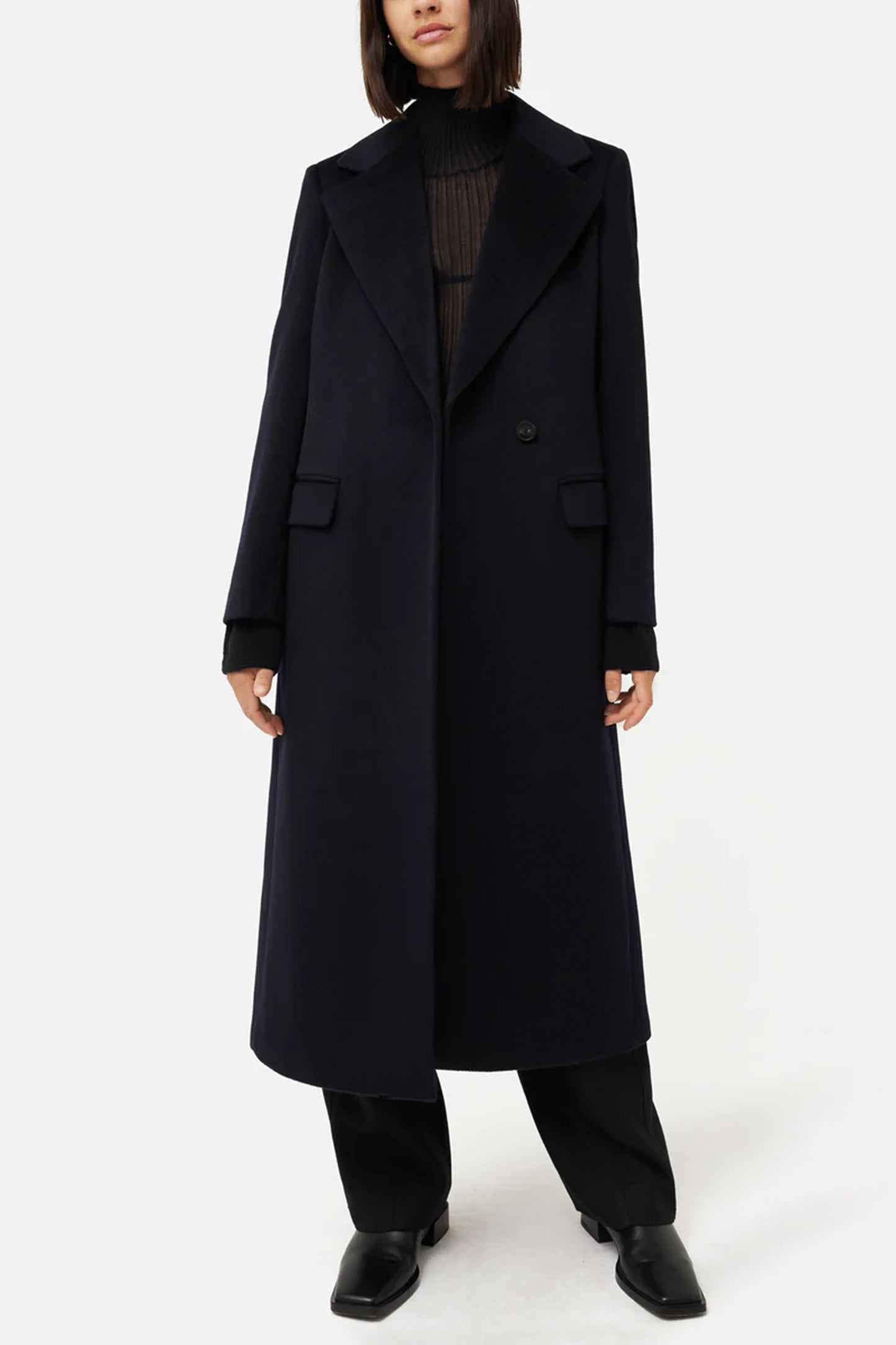 Wool Maxi City Coat, Navy