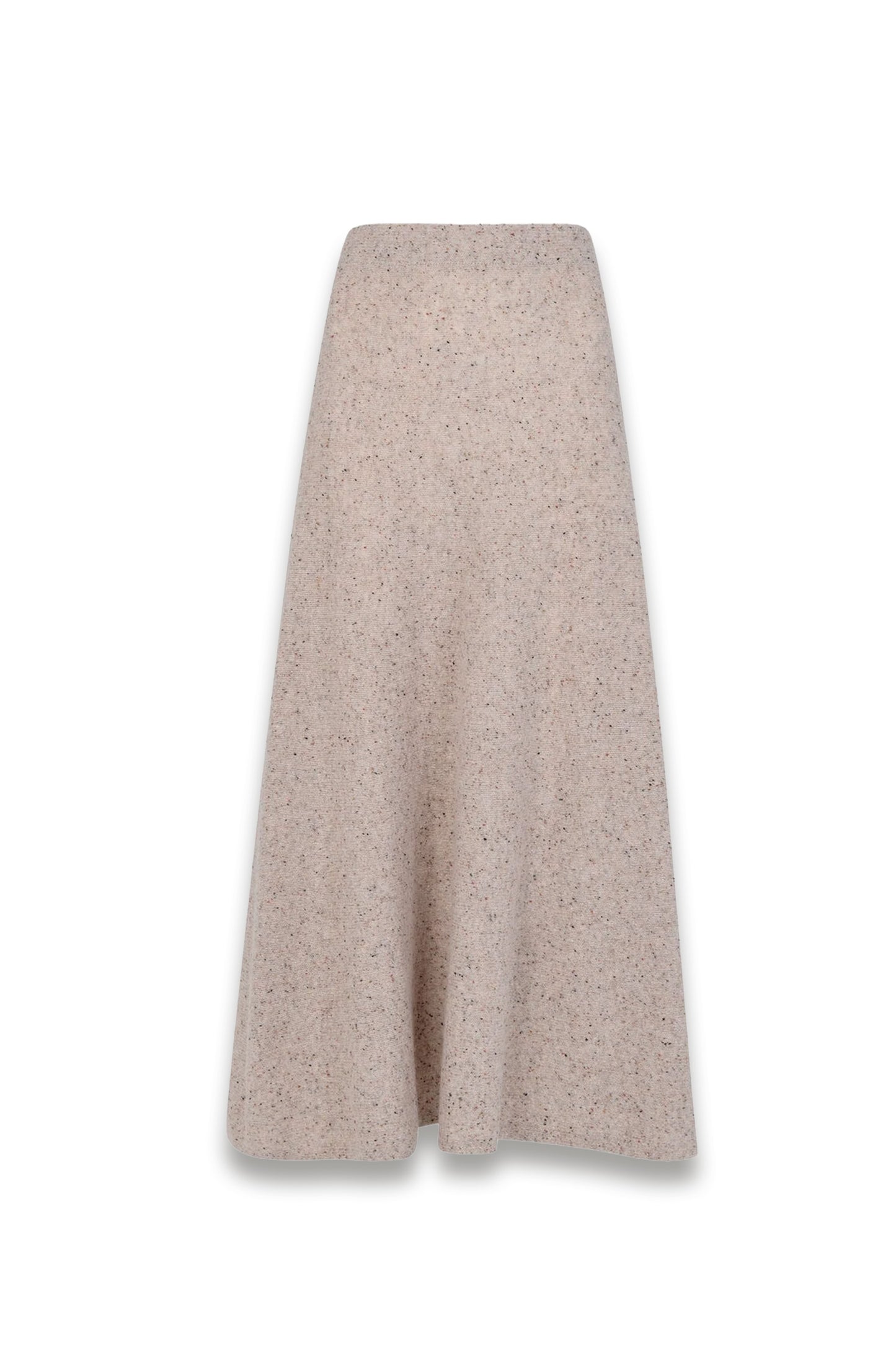 Neutral Wool Textured Midi Skirt