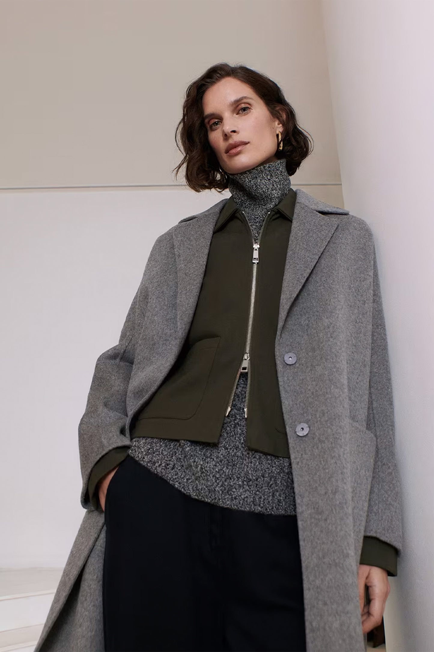 Grey Cassie Double Face Pocket Coat