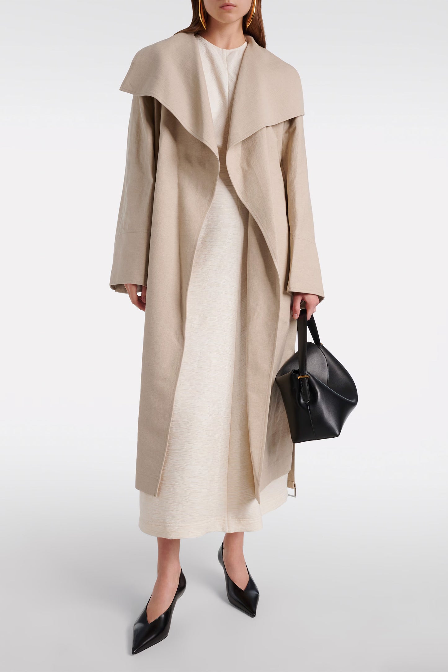 Signature linen-blend trench coat