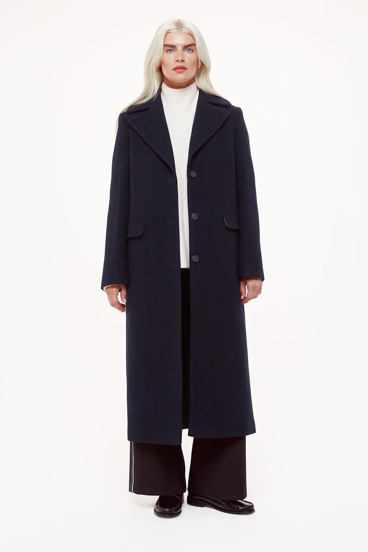 Navy Petite Amalia Longline Coat