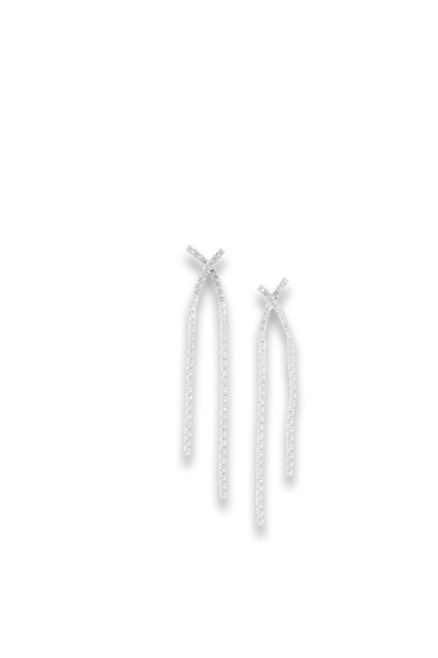 Silver-tone Crystal Cross Earrings