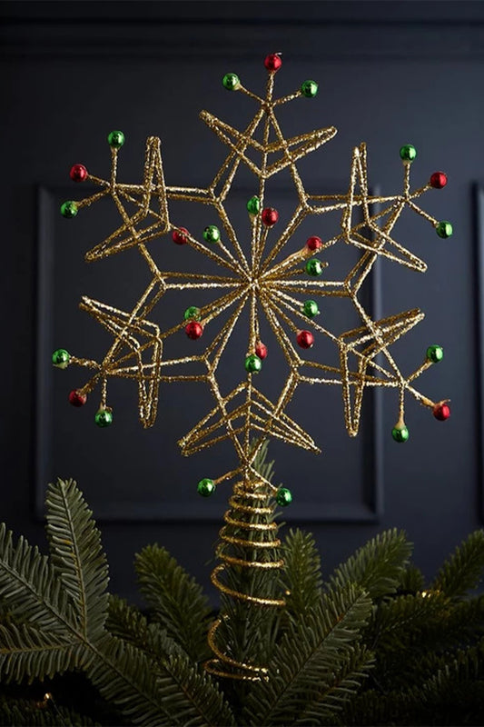 Gold Glitter Snowflake Tree Topper