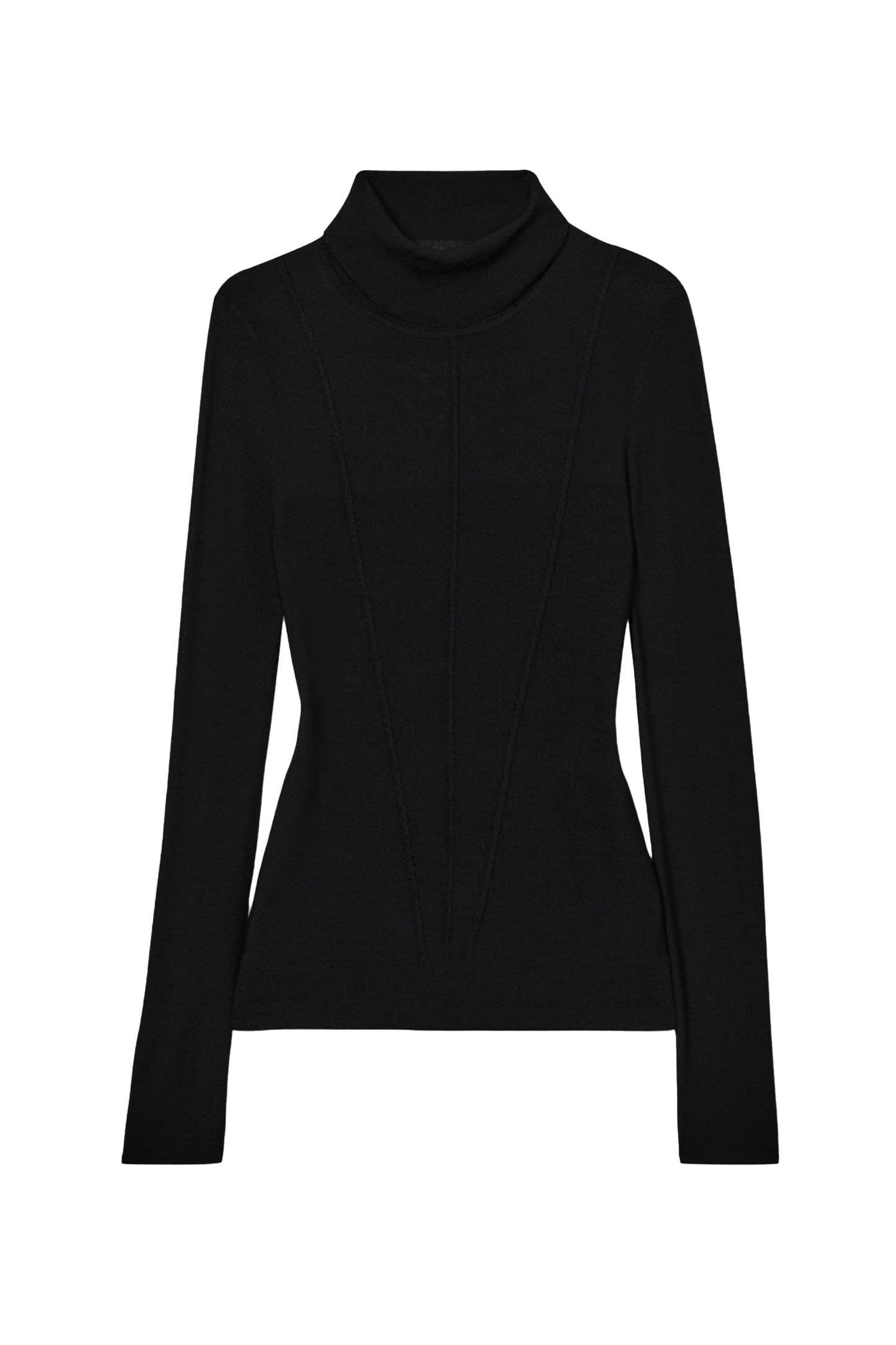Serena Seamed Roll-Neck Top in Black