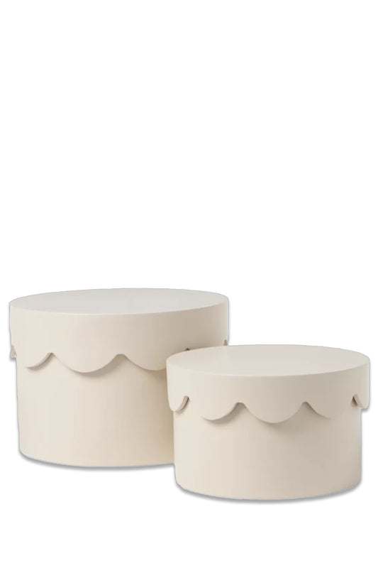Scalloped Edge Storage Baskets, Set of 2, Grey