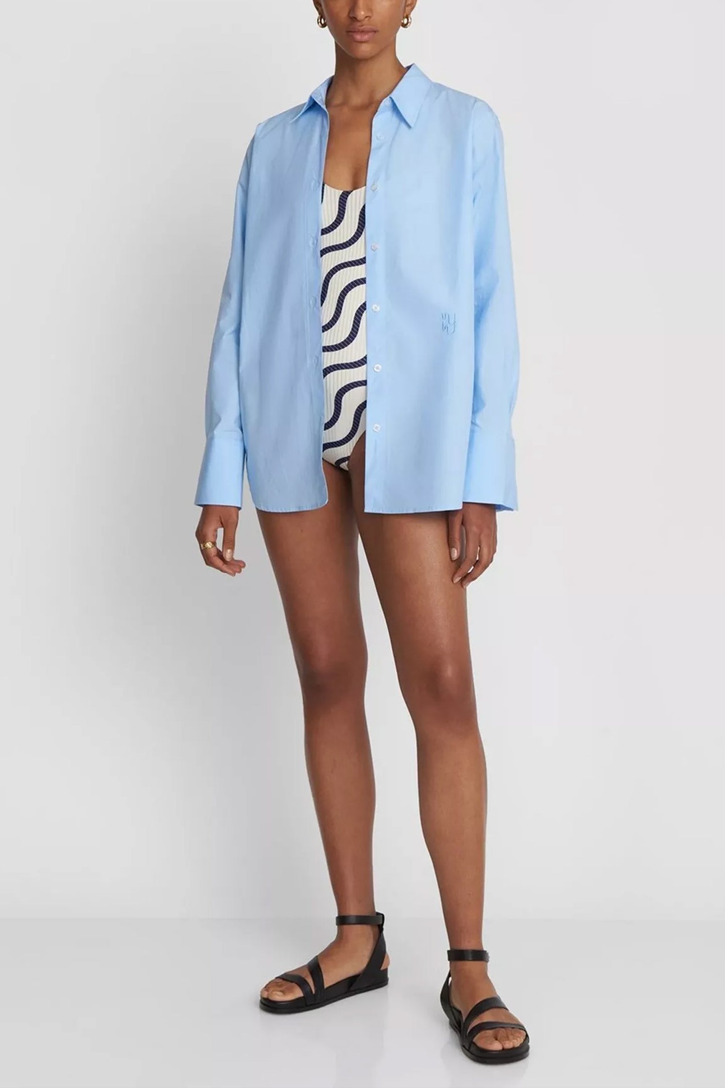 Puglia Relaxed-fit Cotton Poplin Shirt in Deep Blue