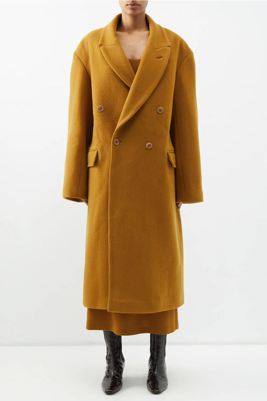 Wool Exaggerated Shoulder Overcoat