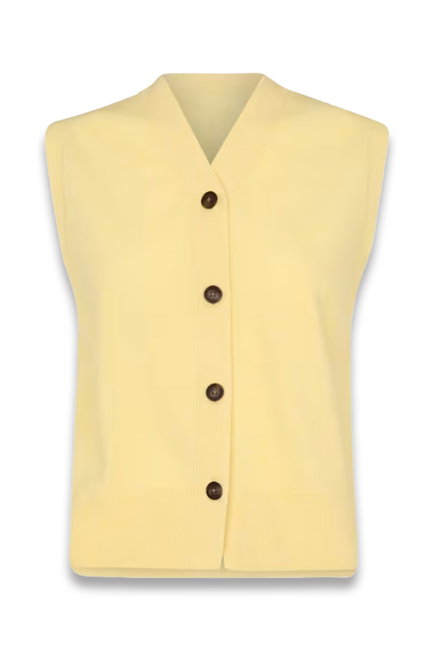 Yellow Wool V Neck Button Front Tank