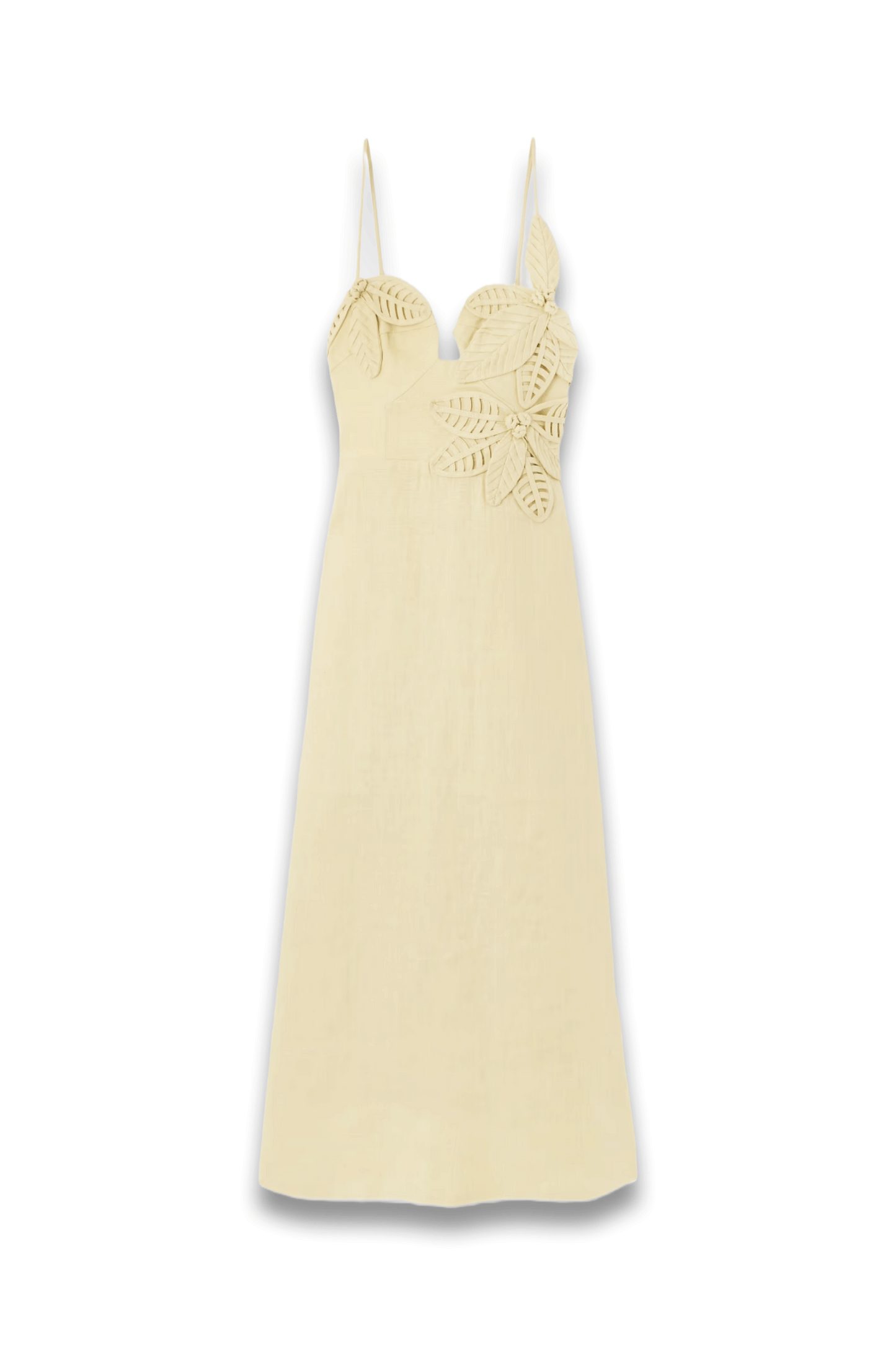 Appliquéd Linen Midi Dress