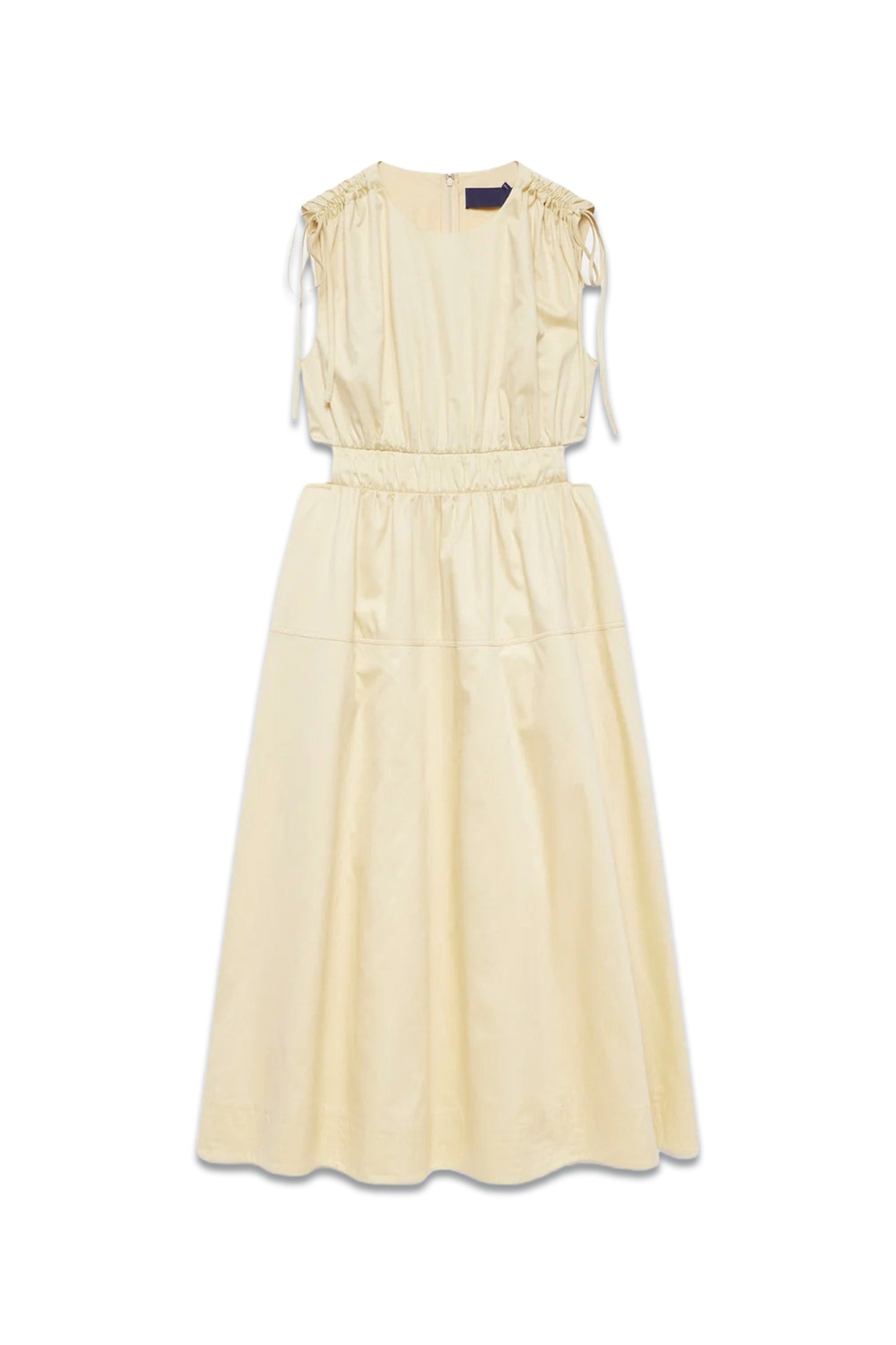 Yellow Ruched Waist Detail Midi Dress