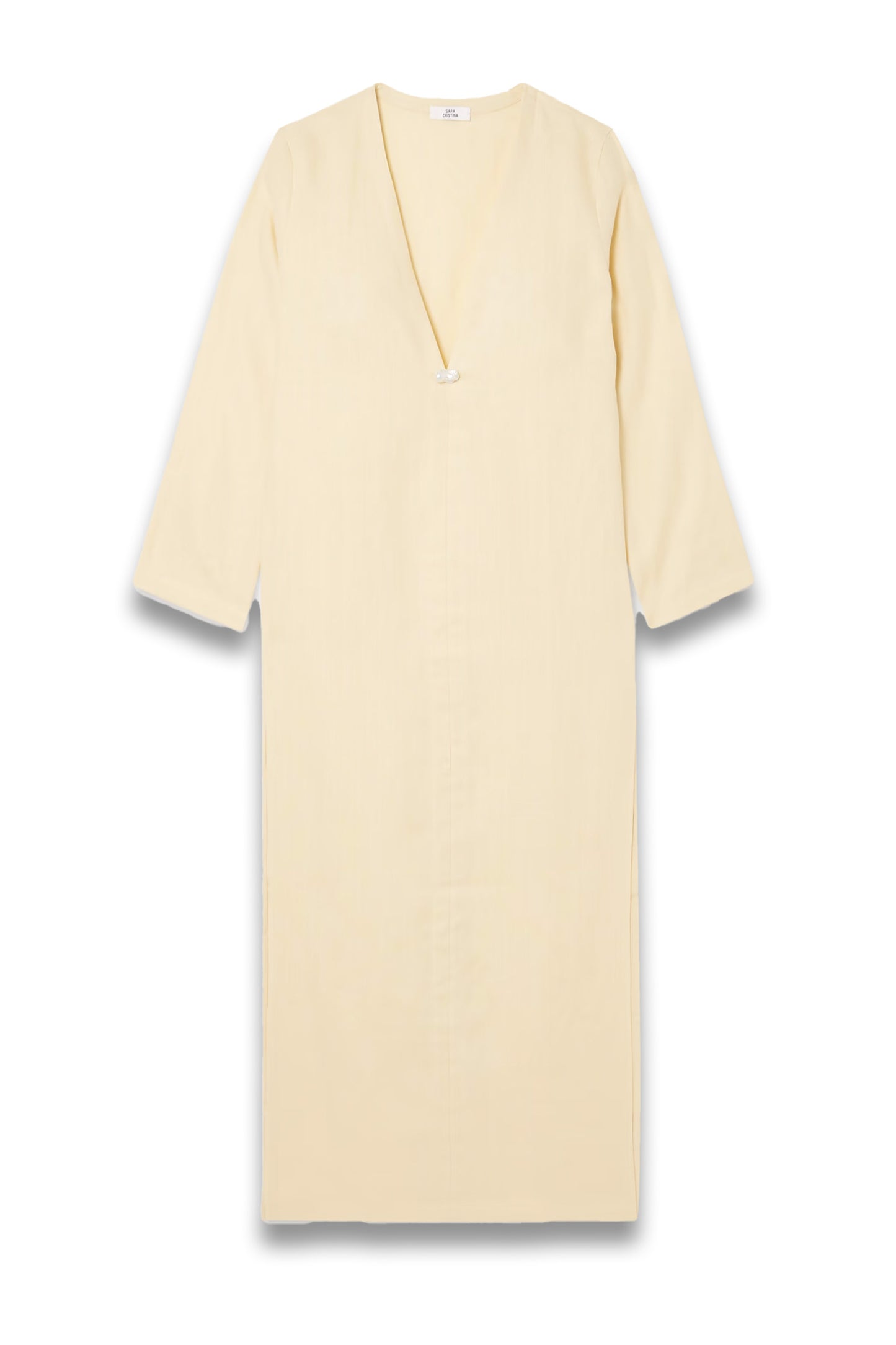 Pearl-embellished Linen Kaftan