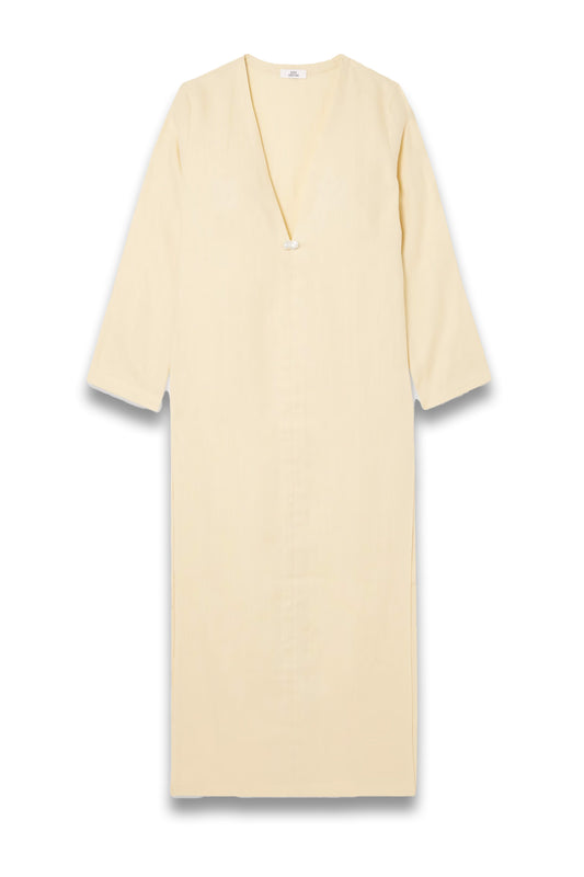 Pearl-embellished Linen Kaftan