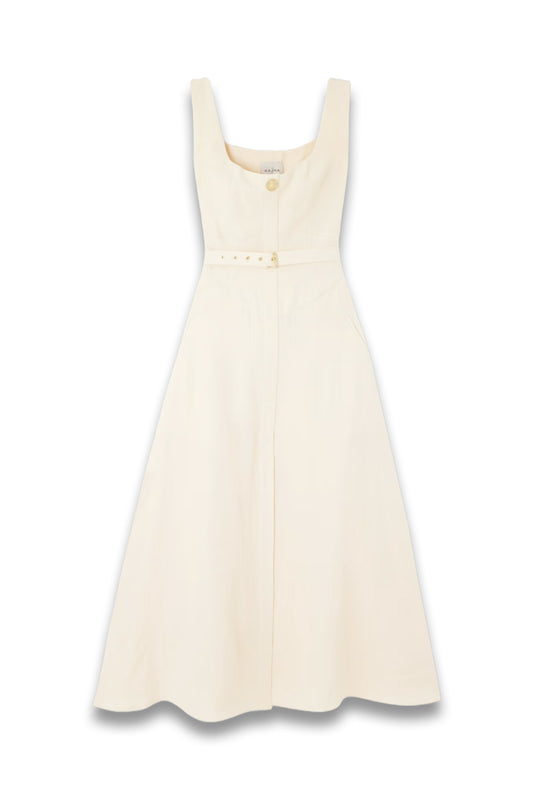 Subu Belted Linen Midi Dress