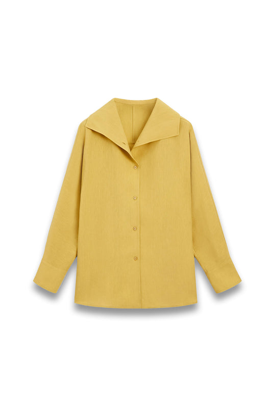 Flowing Linen blend Shirt With Statement Collar