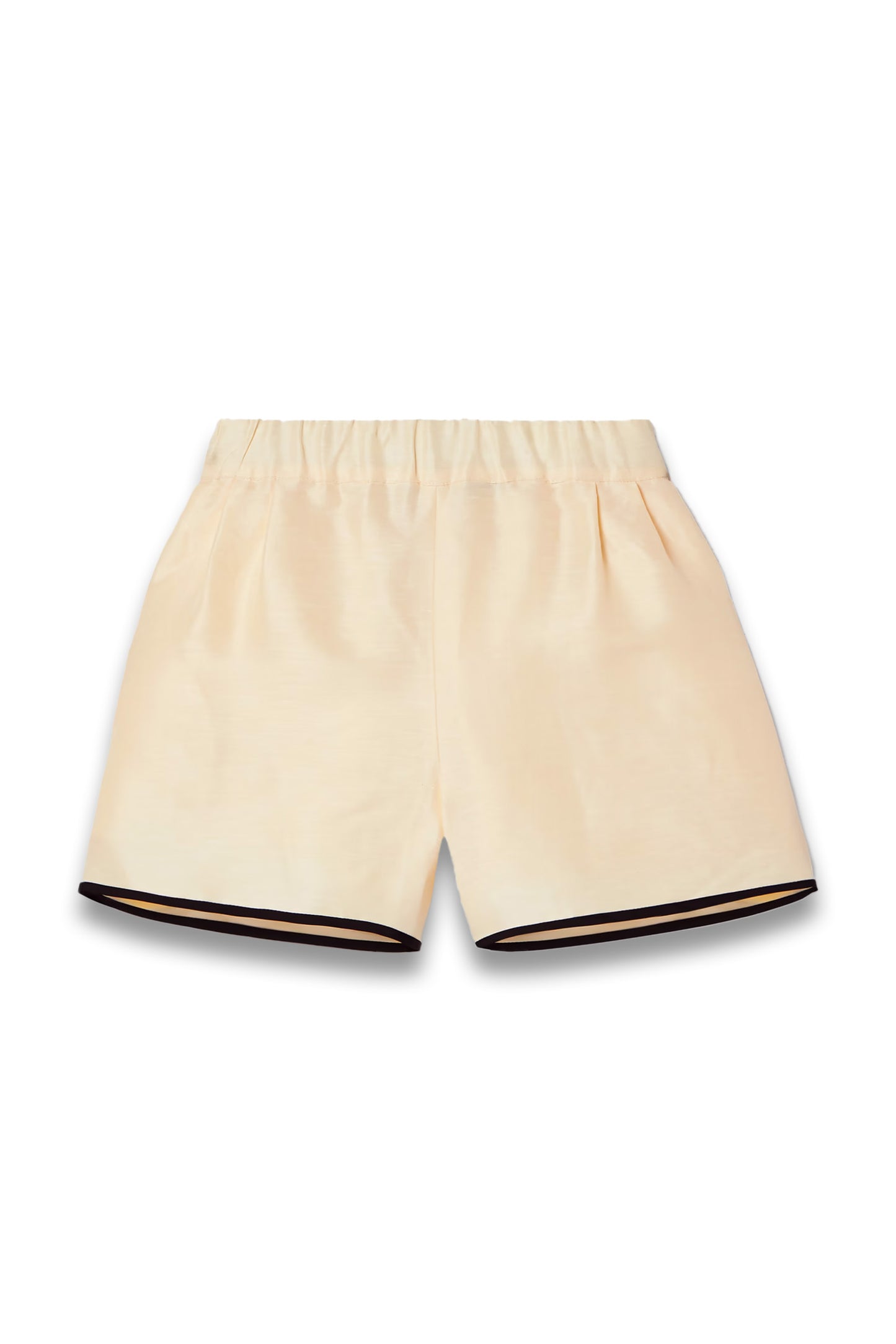 Sabina two-tone linen-blend shorts
