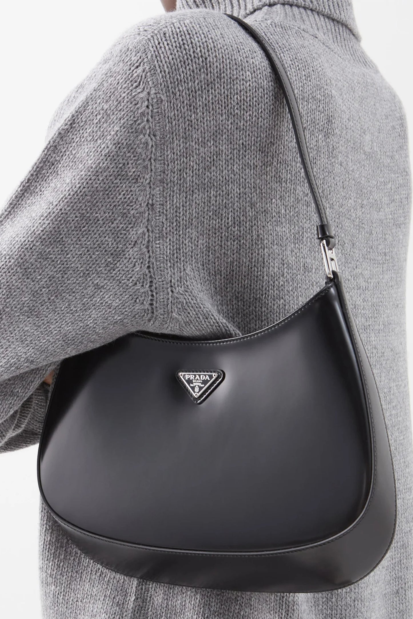 Cleo Black Leather Shoulder Bag