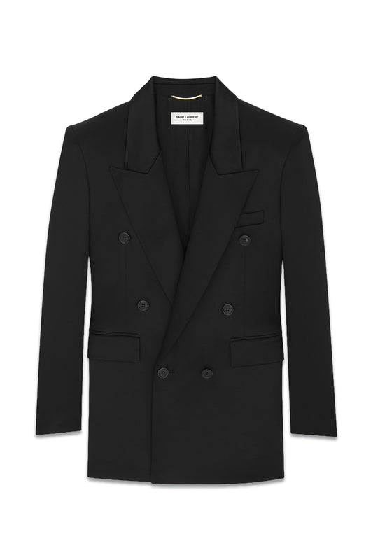 Double-breasted Silk-satin Suit Jacket