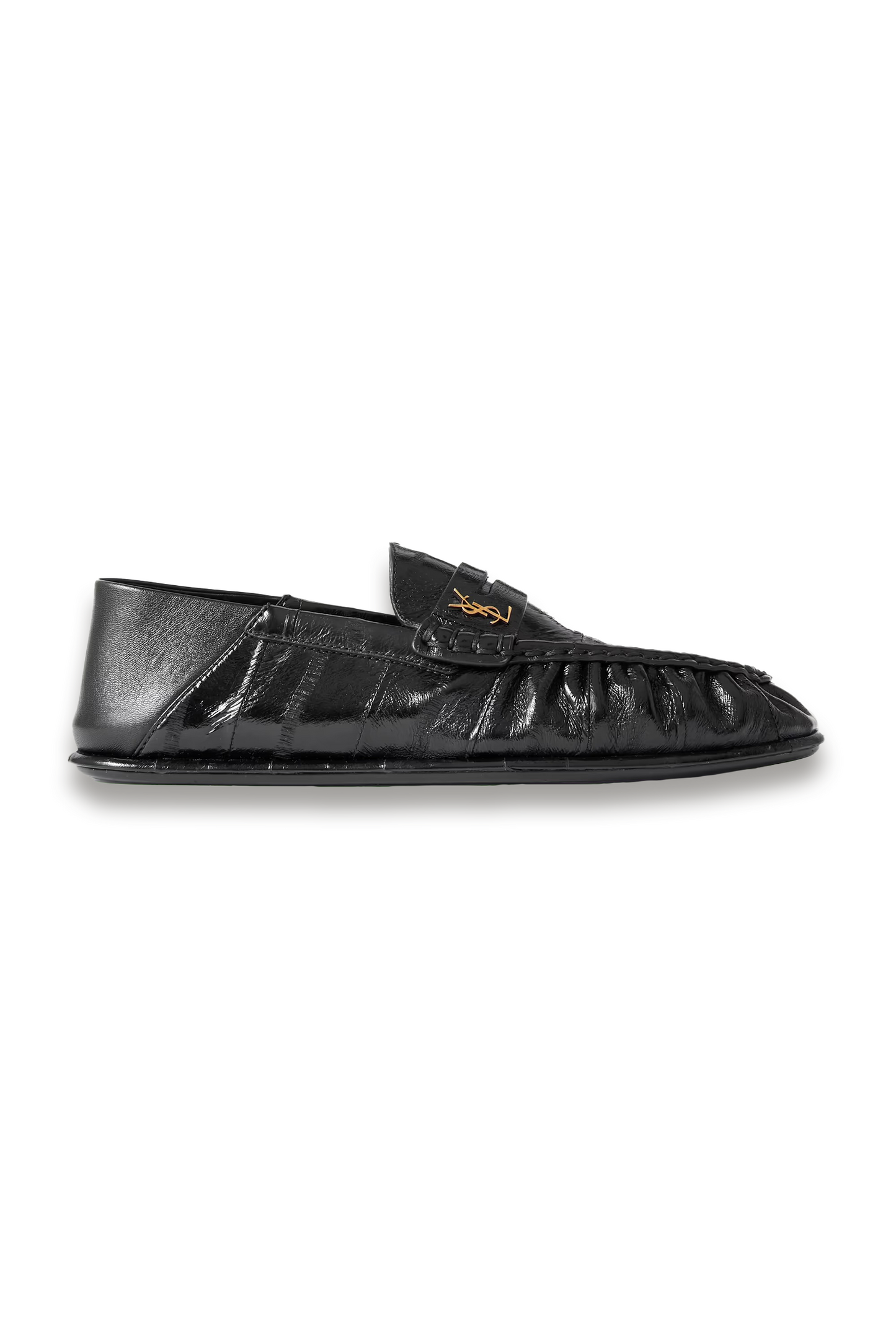 Le Loafer Embellished Collapsible-heel Glossed-eel Loafers