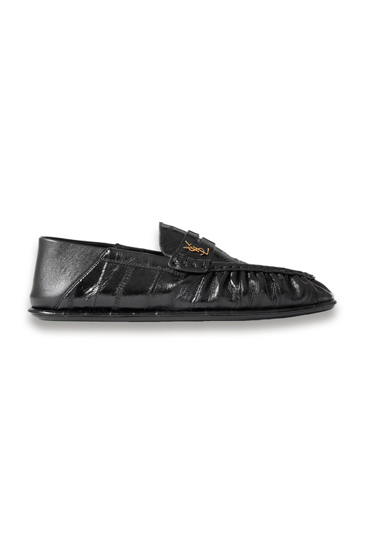 Le Loafer Embellished Collapsible-heel Glossed-eel Loafers