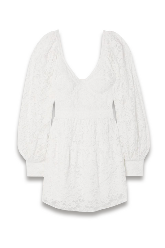 Tiered cotton-blend lace mini dress