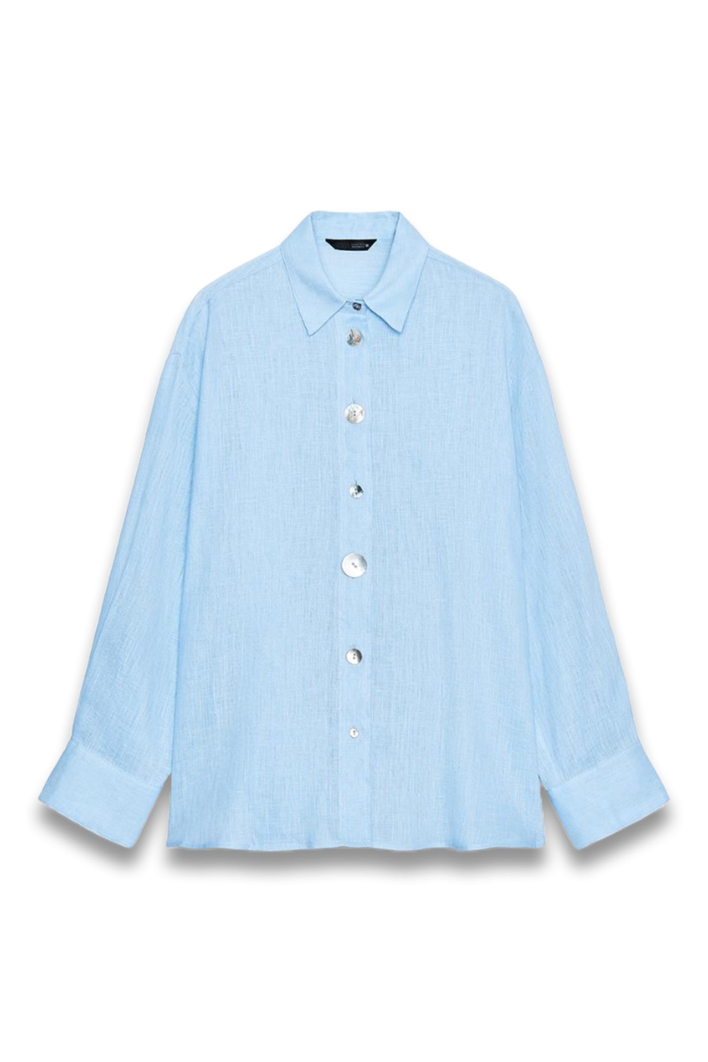 100% Linen Shirt With Contrasting Buttons