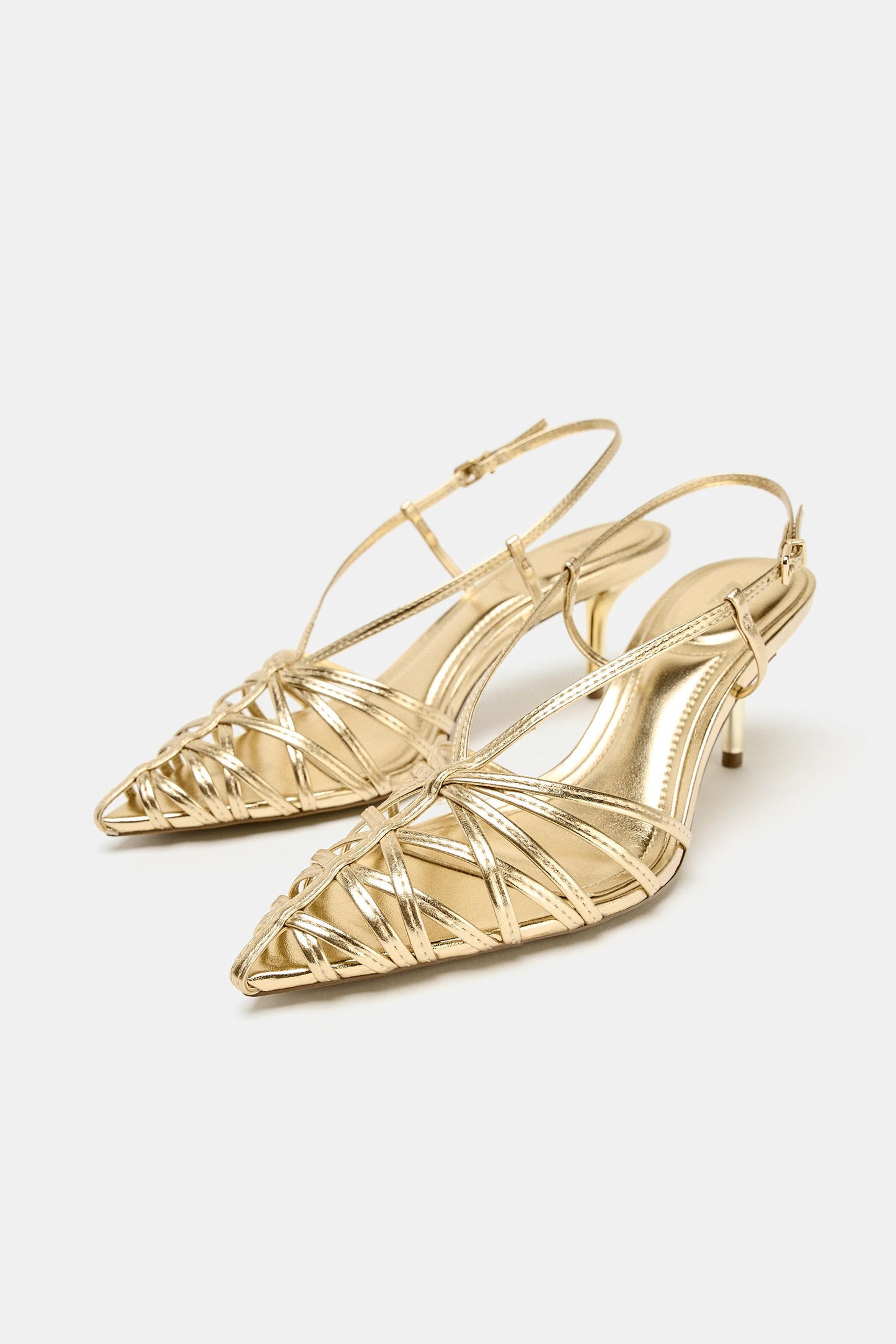 Metallic-effect Heel Slingback Shoes
