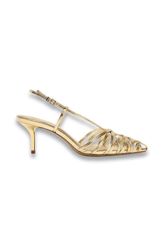 Metallic-effect Heel Slingback Shoes