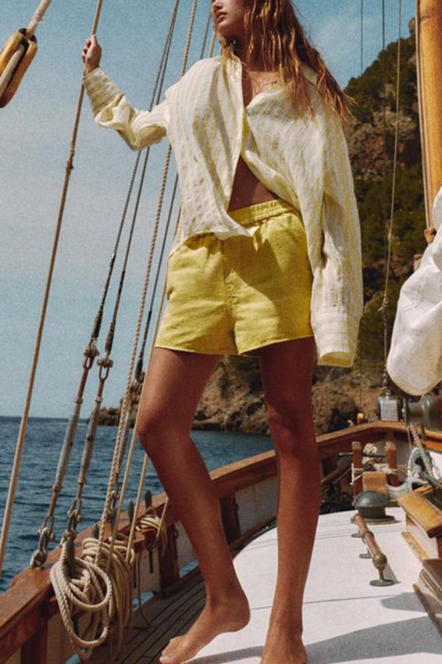Faded-Effect Linen Blend Shorts