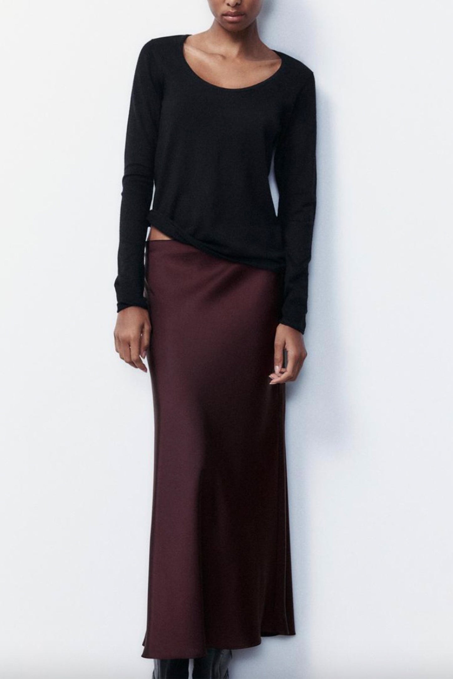 Satin Midi Skirt