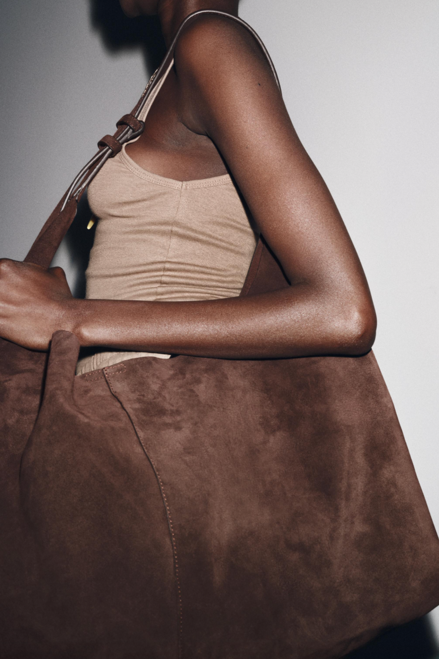 Split Suede Maxi Bucket Bag