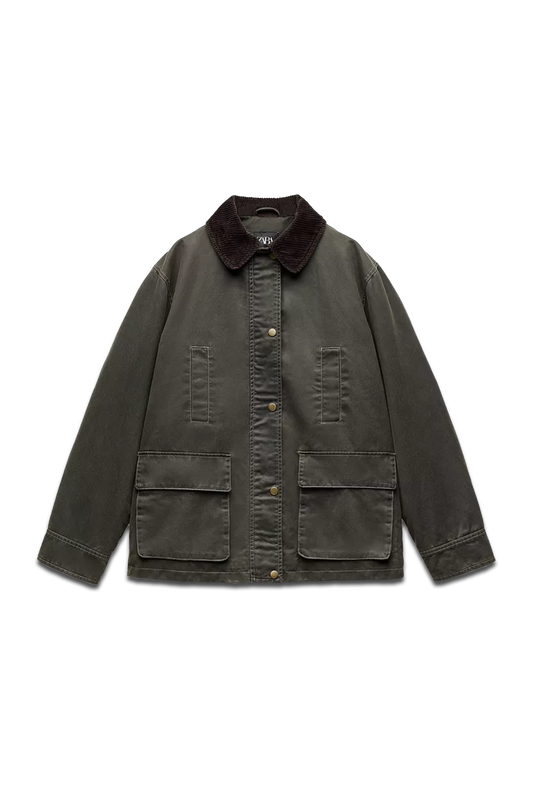 Waxed Jacket With Corduroy