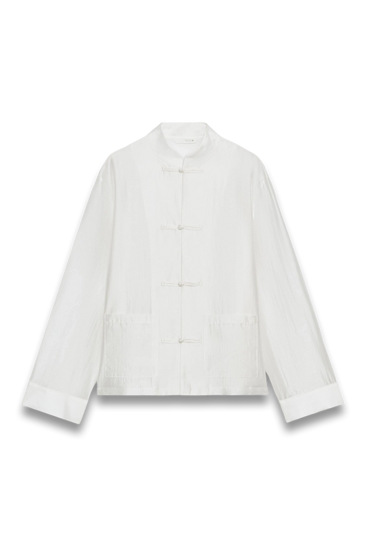 ZW Collection Satin Shirt With Fireman Clasps
