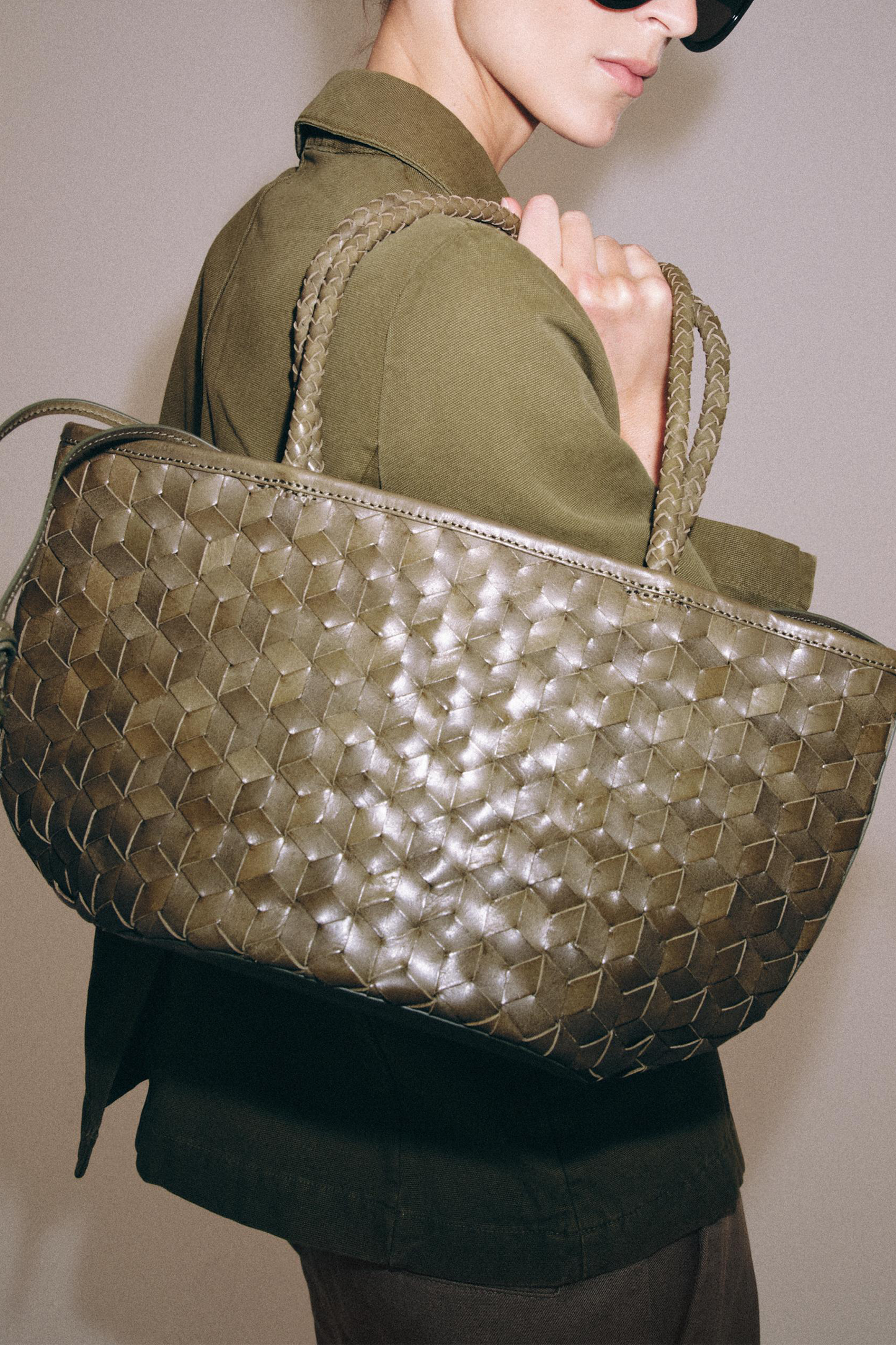 Braided Leather Shoulder Bag