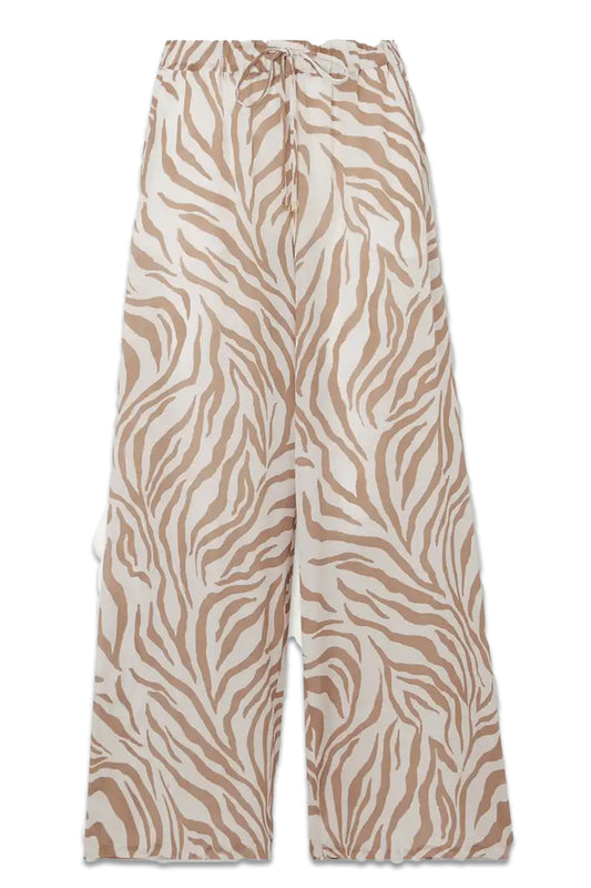 Beachwear Flavia Zebra-print Silk-crepe Wide-leg Pants