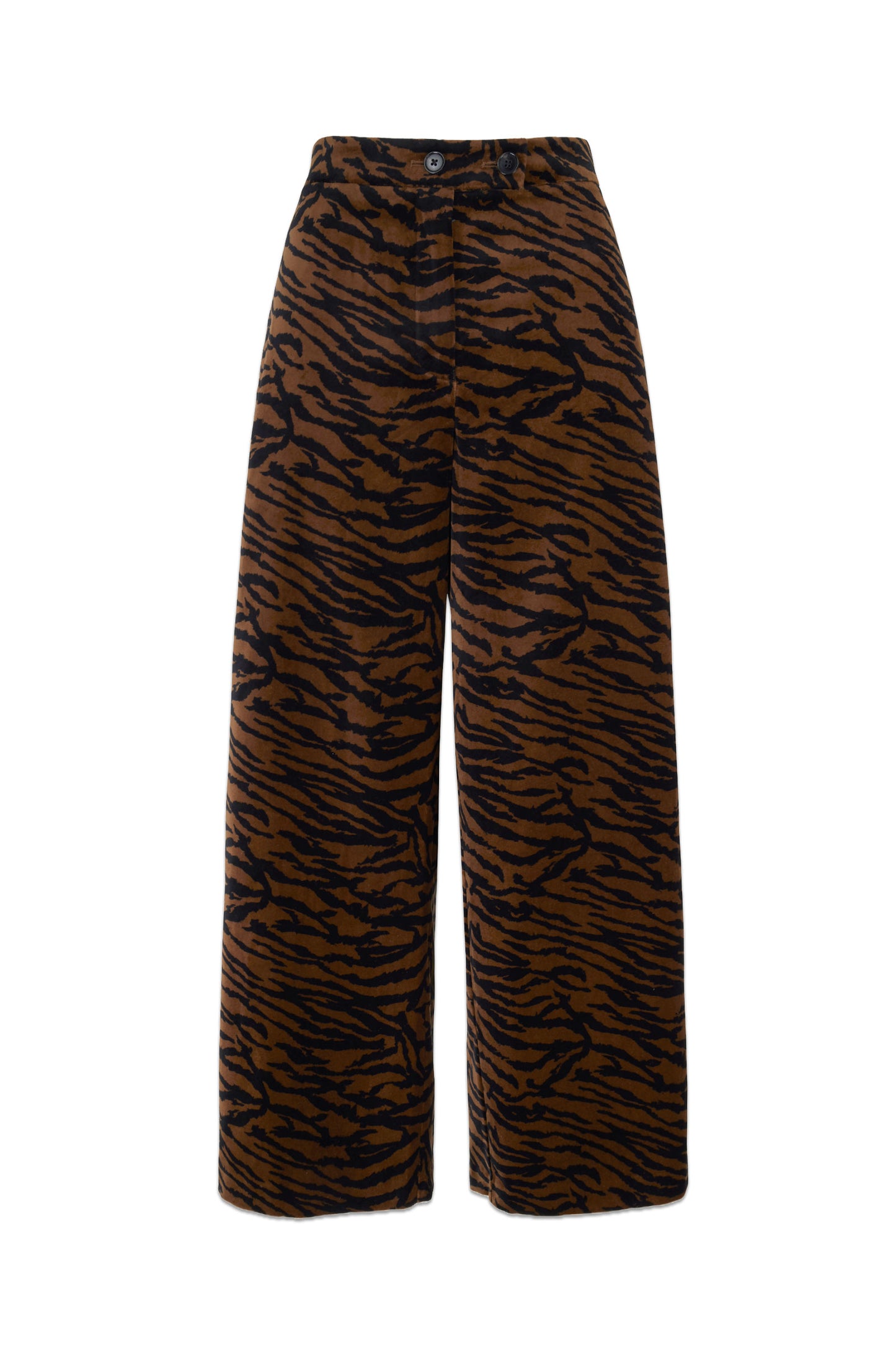 Velvet Animal-Print Wide-leg Trousers