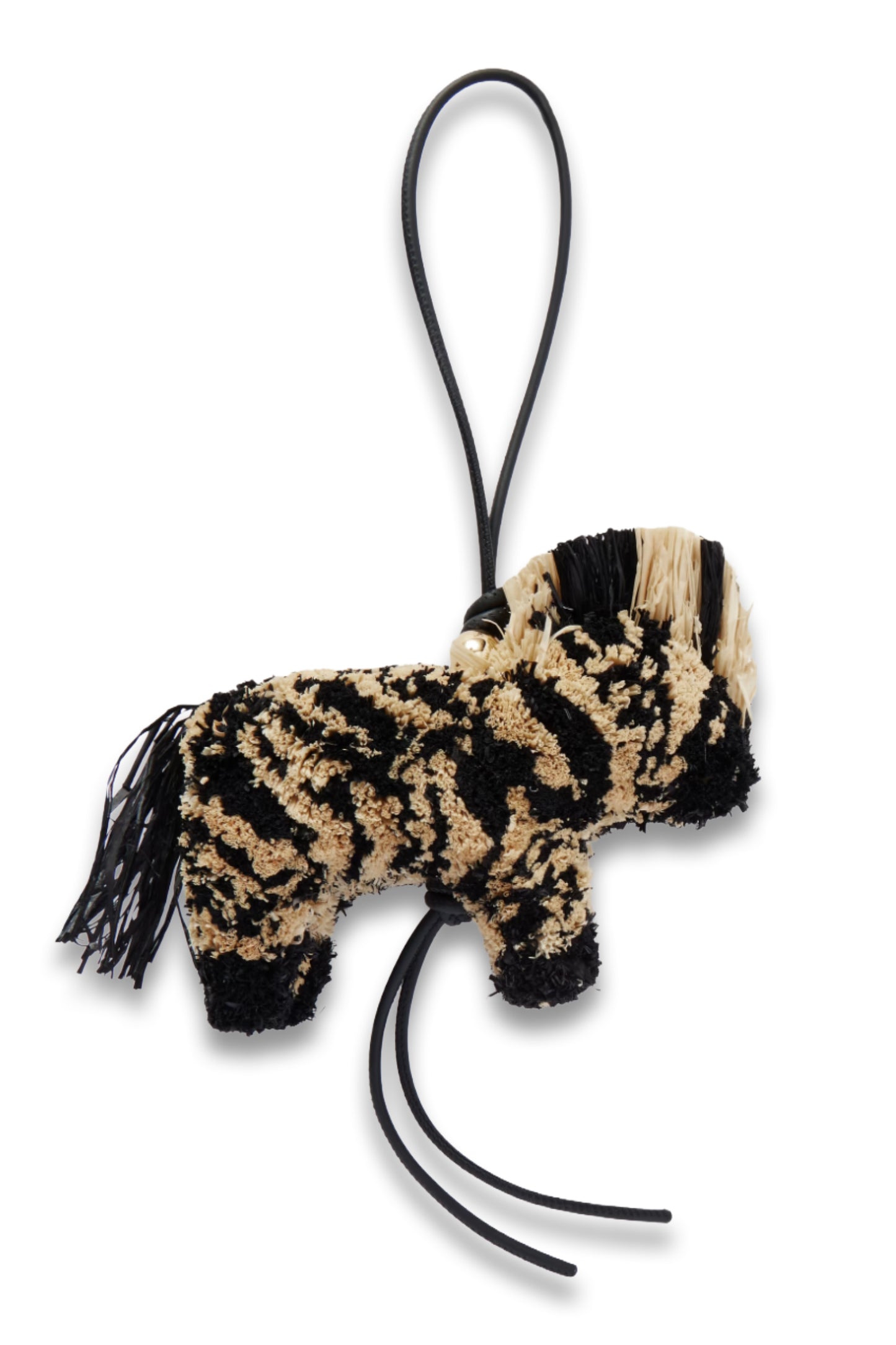 Zebra Leather Trimmed Raffia Charm