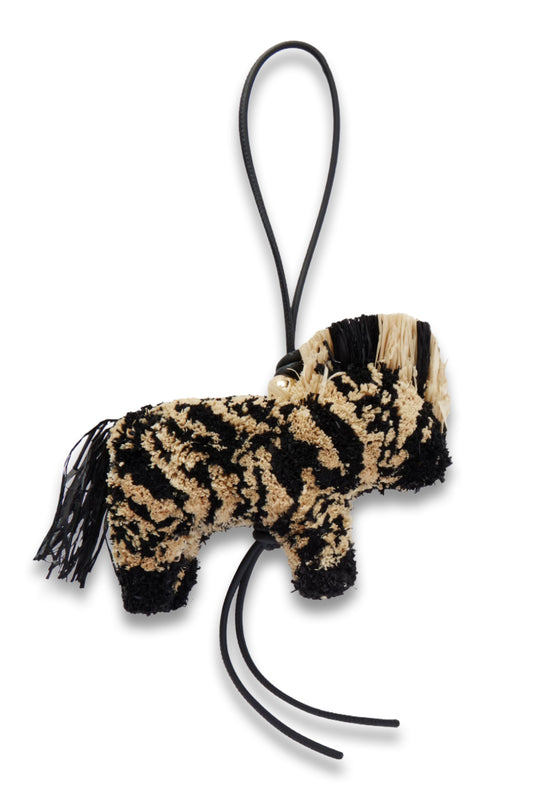 Zebra Leather Trimmed Raffia Charm