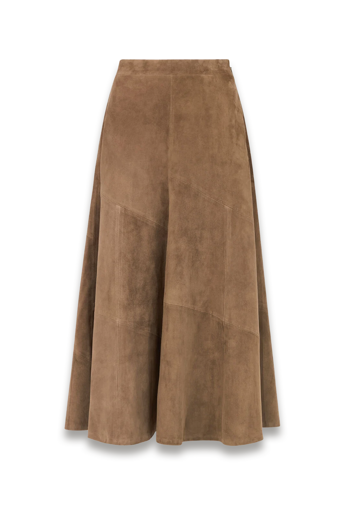 Taupe Zig-zag Panel Suede Skirt