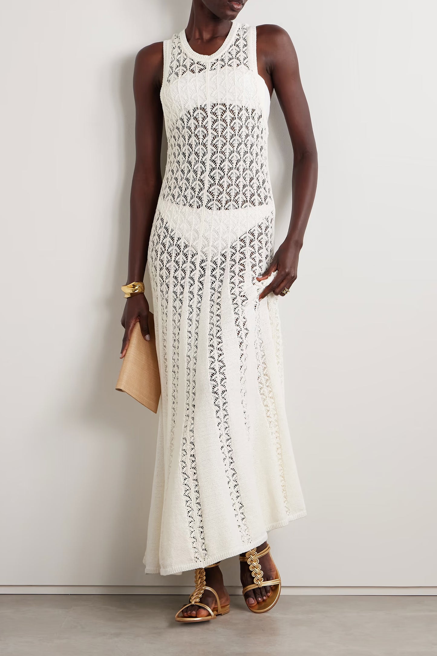 Wylie Open-Knit Cotton Maxi Dress