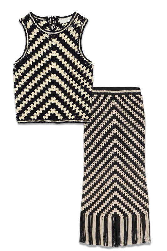 Halliday two-tone crocheted cotton co-ord