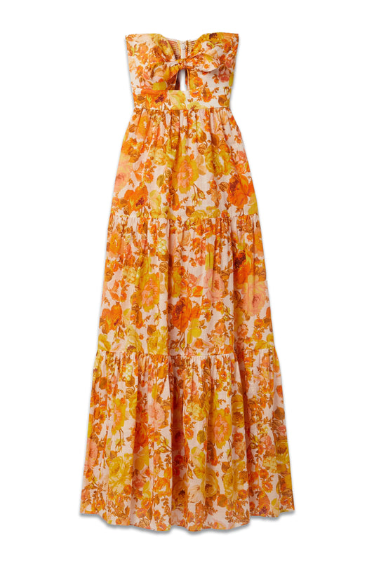 Raie Strapless Tiered Floral-print Cotton Maxi Dress