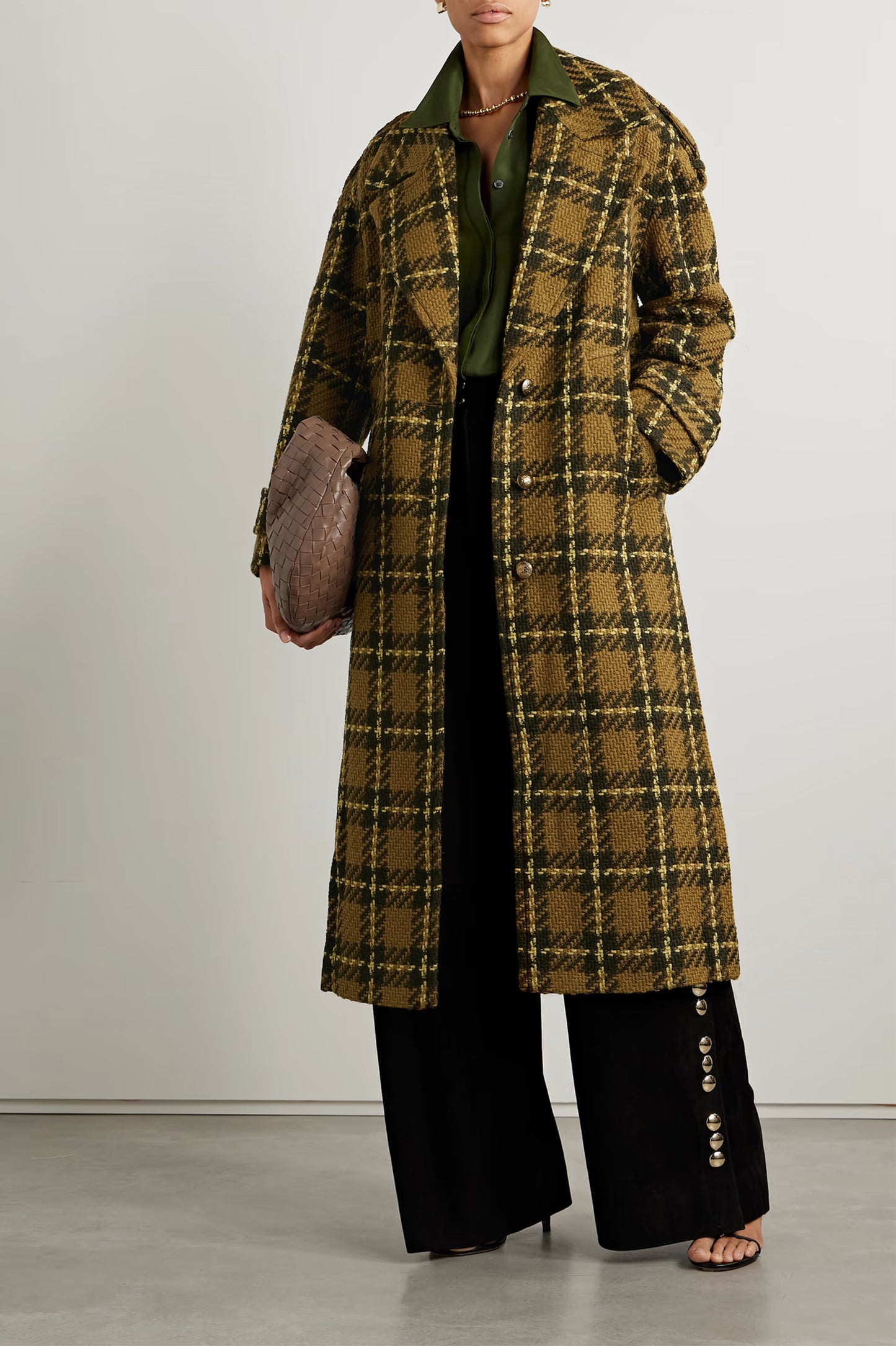 Checked Wool-tweed Coat
