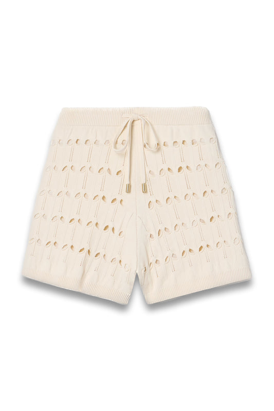 Rhiannon Cutout Pointelle-knit Shorts