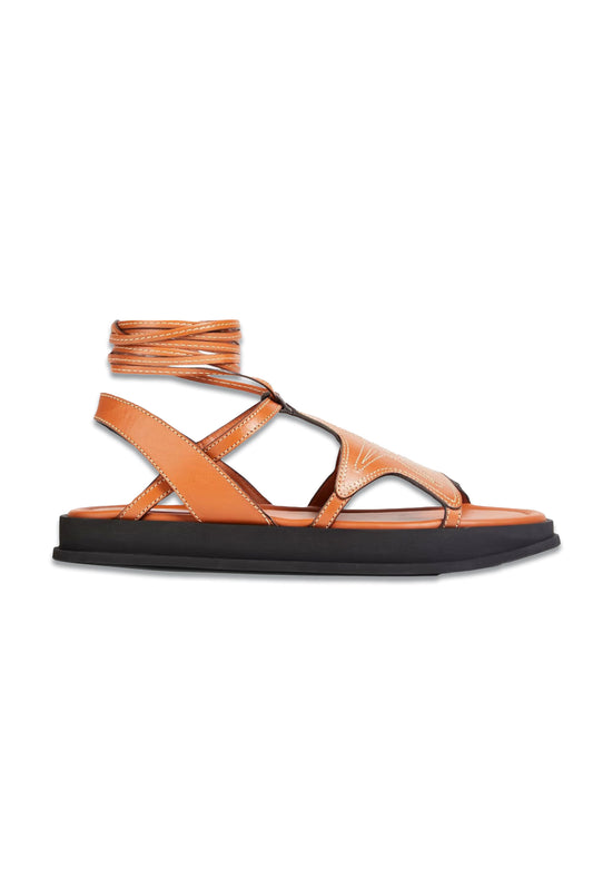 Topstitched Leather Sandals
