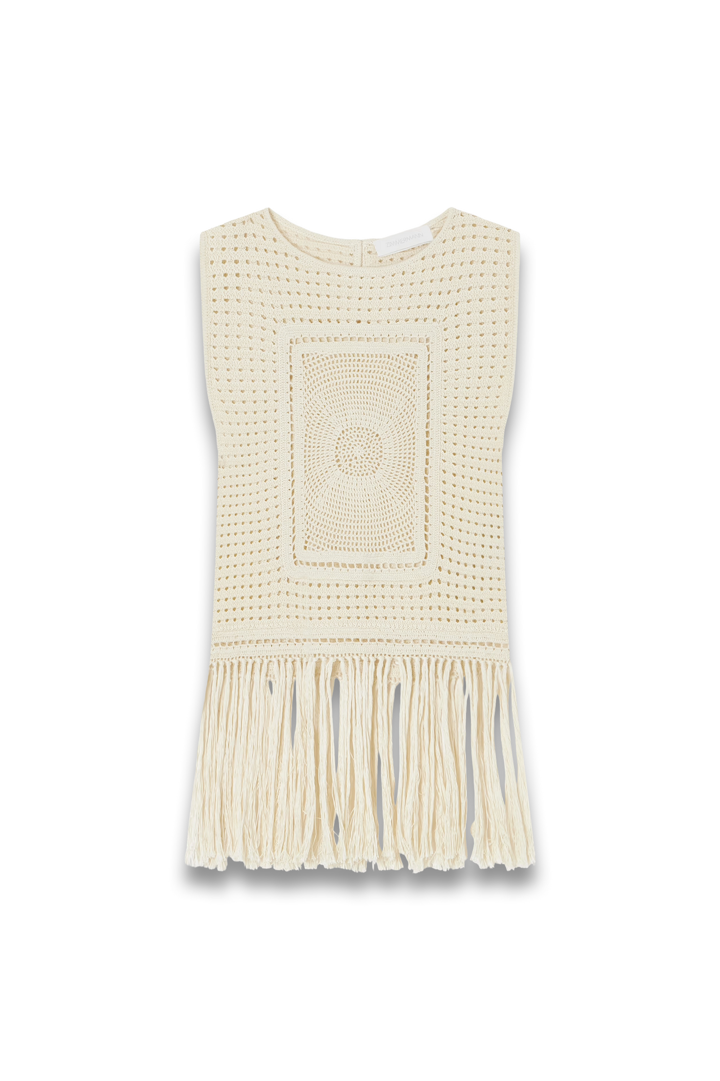 Indra Fringed Crocheted Cotton Tank Top